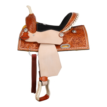 Double T Chestnut Daisy Barrel Style Saddle - 13 Inch