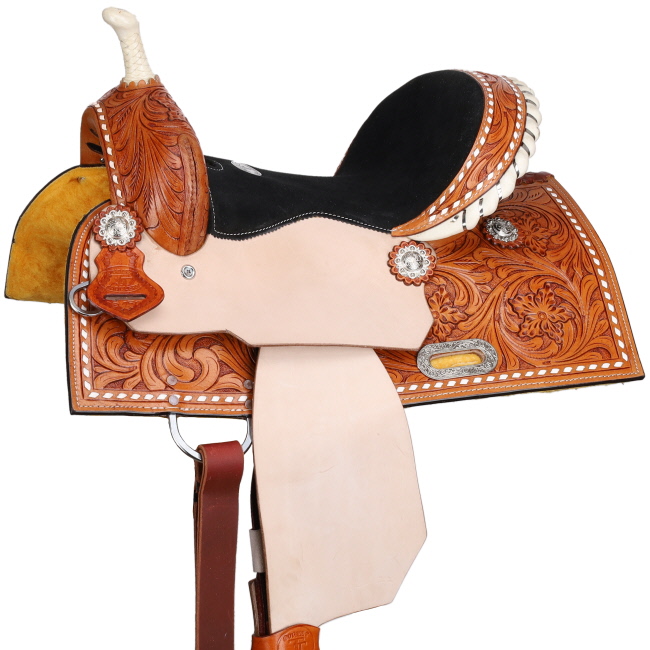 Double T Chestnut Daisy Barrel Style Saddle - 13 Inch #2