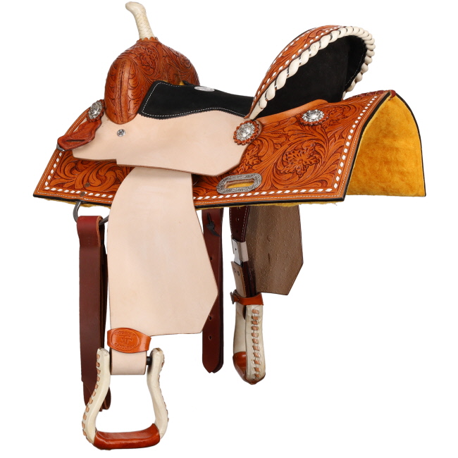 Double T Chestnut Daisy Barrel Style Saddle - 13 Inch #3