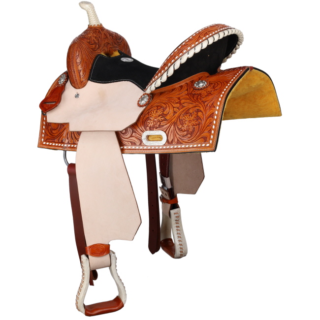 Double T Chestnut Daisy Barrel Style Saddle - 15 Inch #3