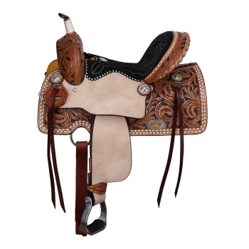 Double T Classic Stitch Wild Bloom Barrel Style Saddle - 13 Inch