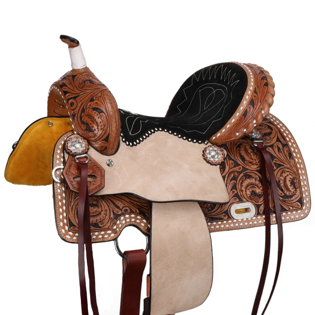 Double T Classic Stitch Wild Bloom Barrel Style Saddle - 13 Inch #2