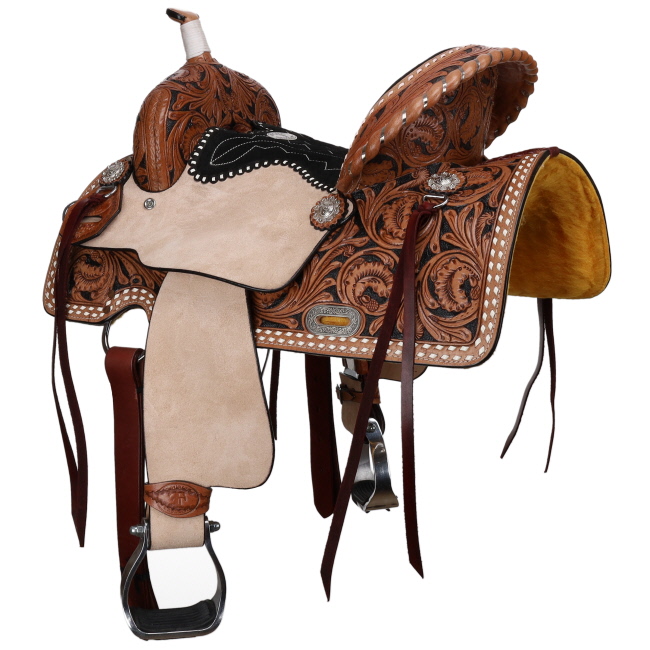 Double T Classic Stitch Wild Bloom Barrel Style Saddle - 13 Inch #3