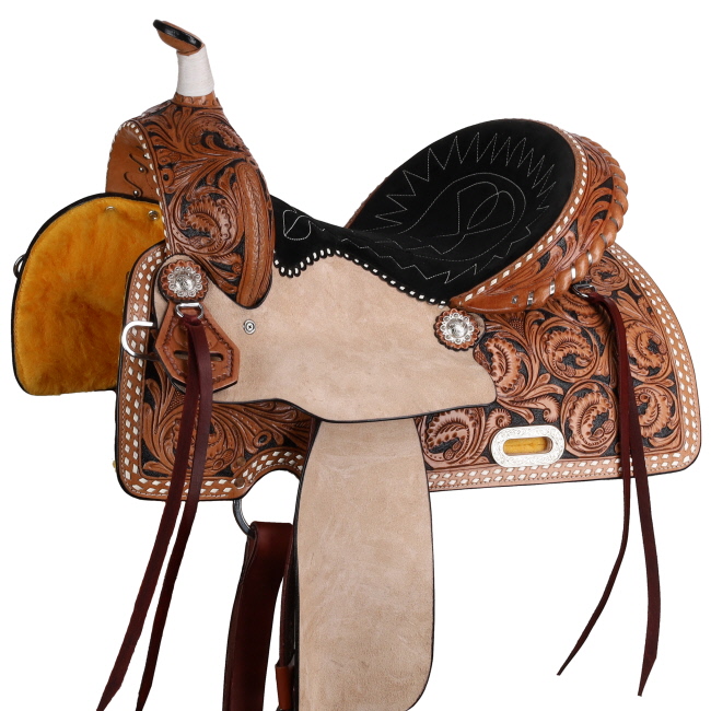 Double T Classic Stitch Wild Bloom Barrel Style Saddle - 15 Inch #2