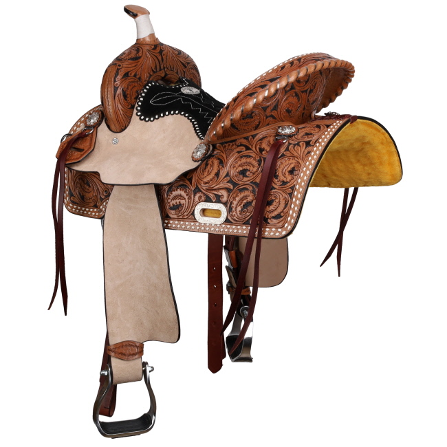 Double T Classic Stitch Wild Bloom Barrel Style Saddle - 15 Inch #3