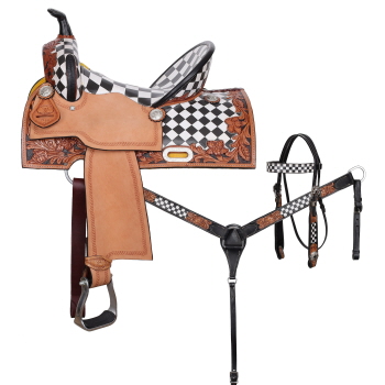 Double T Fast Lane Barrel Style Saddle Set - 15 Inch