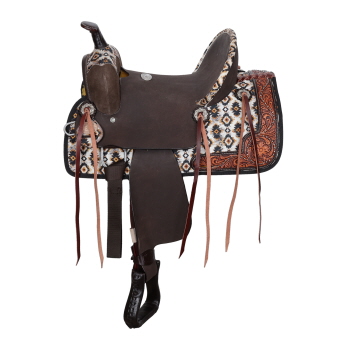 Double T Aztec Sunstone Barrel Style Saddle - 13 Inch