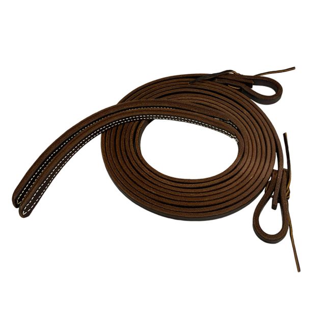 8' x 1&#47;2" Oiled Harness Leather Split Reins with Weighted Ends