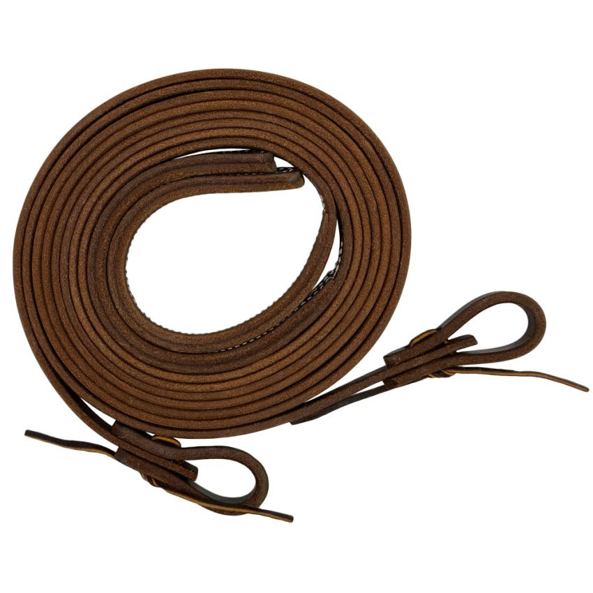 8' x 1&#47;2" Oiled Harness Leather Split Reins with Weighted Ends #3