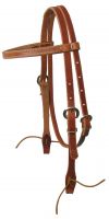 Browband harness leather headstall with ties. Made in USA