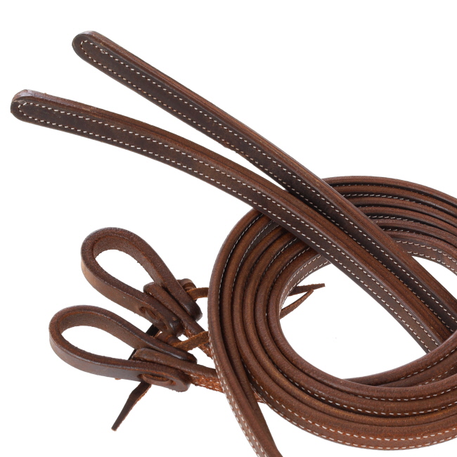 Showman 8 Ft Heavy Oiled Split Reins with Weighted Ends #2