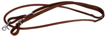 Showman one piece leather rolled middle roping rein with buckles #2