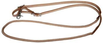 Showman one piece leather rolled middle roping rein with buckles #3