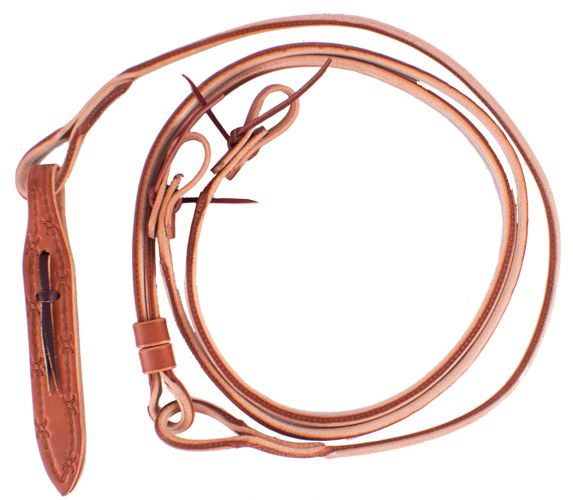 Harness Leather Romal Reins with Barbwire Popper. Made in the USA