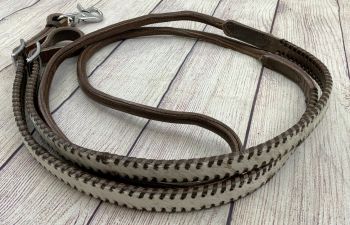 Showman Cowhide Whip Stitch Roping Reins #4