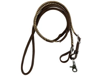 Showman Brown Leather Rawhide Whip Stitch Roping Reins #3