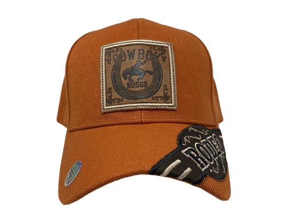 Stamped Cowboy Rodeo Patch Ballcap with Bucking Horse decal, and Rodeo Embroidered Bill #3