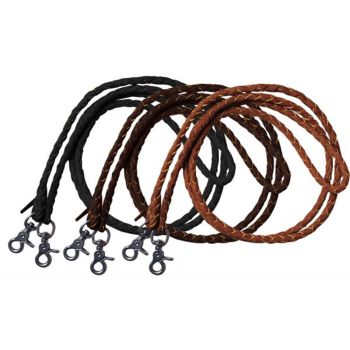7' Braided Leather Roping Reins with Scissor Snap Ends