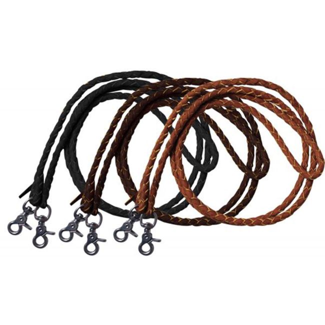 7' Braided Leather Roping Reins with Scissor Snap Ends