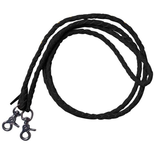 7' Braided Leather Roping Reins with Scissor Snap Ends #2