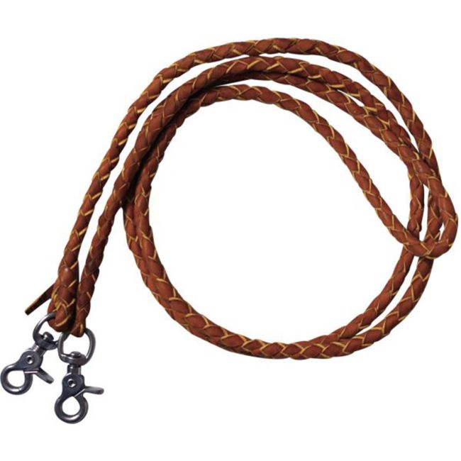 7' Braided Leather Roping Reins with Scissor Snap Ends #4