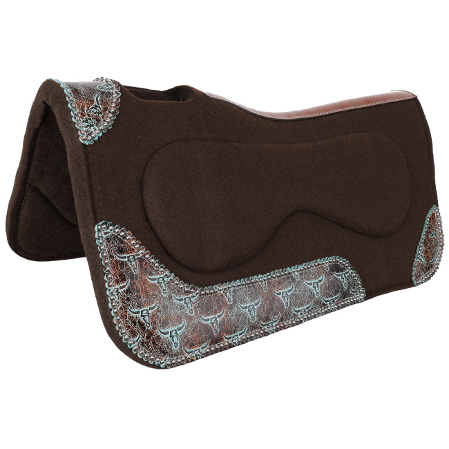 Showman 31" x 32" Weathered Steer Built-Up Felt Saddle Pad #2
