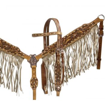 Showman Flower & Fringe Browband Headstall and Breastcollar Set