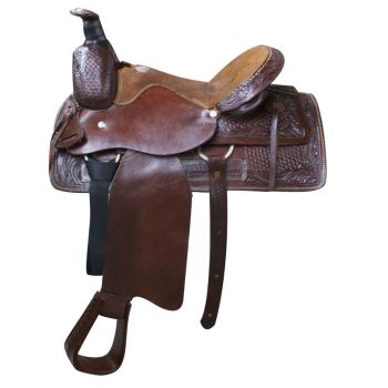 Buffalo Lone Range Argentina Cow Leather Roper Style Saddle - 16 Inch