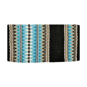36" x 34" Wool Saddle Blanket - Teal, Black and Tan