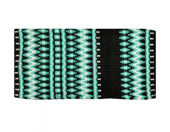 36" X 34" Wool Saddle Blanket with teal accents