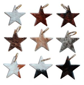 Star Hair on Cowhide Keychain