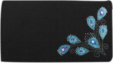 Showman 38"x 34" 5lb 100% Woven New Zealand wool saddle blanket with crystal rhinestone peacock feather design