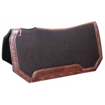 Showman 30" x 30" x 1" Brown Felt Pad with Tooled Border