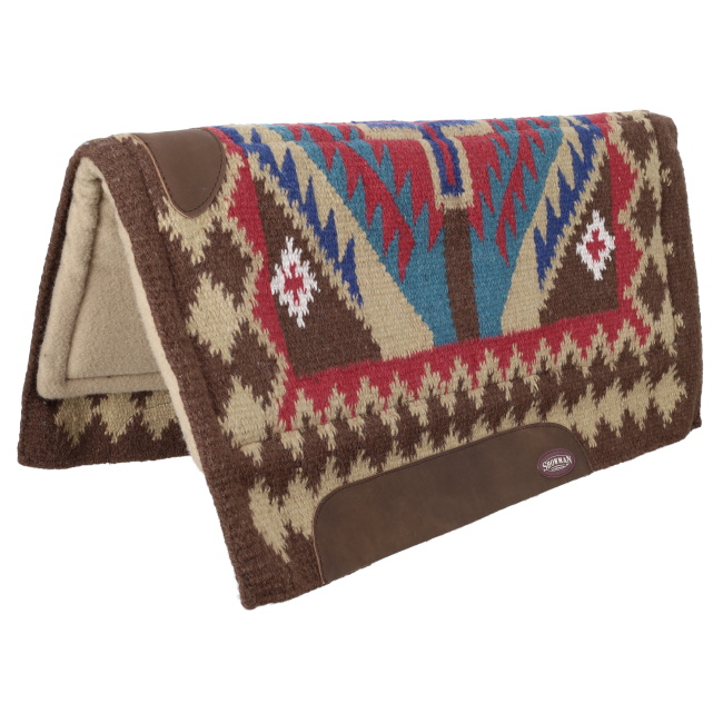 Showman 36" x 34" 100% Woven Wool Top Pad with Memory Felt Bottom - Brown and Red #2
