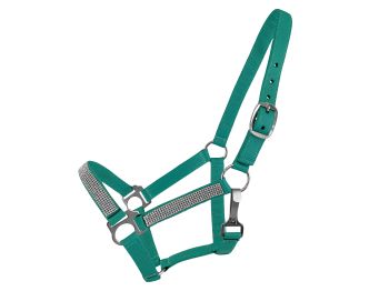 2Ply Medium&#47;Large Pony size nylon halter with crystal noseband and cheeks #9