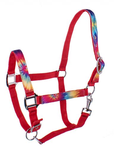 3ply Nylon Horse Sized Halter with Tie Dye design