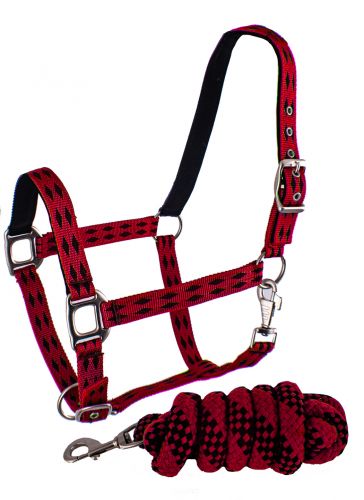 3ply nylon horse halter with diamond print design and matching lead #3