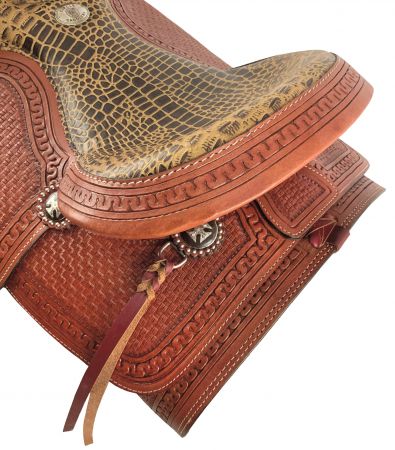 15", 16" Circle S Roper saddle with alligator print seat #2