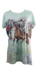 "Roping Cowgirl" Round Neck T-Shirt