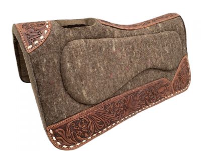 Klassy Cowgirl 28" x 30" x 1" Wool Pad with Tooled Leather Accents