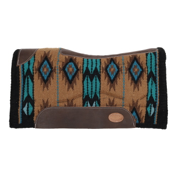 Klassy Cowgirl 28" x 30" Wool Top Memory Felt Bottom Pad - Teal, Brown, and Tan
