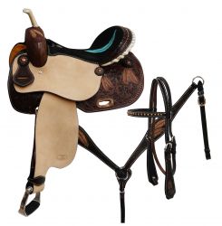 14",15",16" Circle S Barrel saddle set with feather tooling