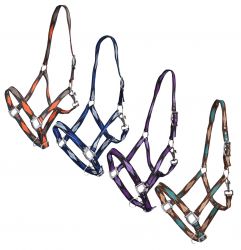 3ply Diamond Print Nylon Horse Sized Halter. Average horse 800-1100 lbs