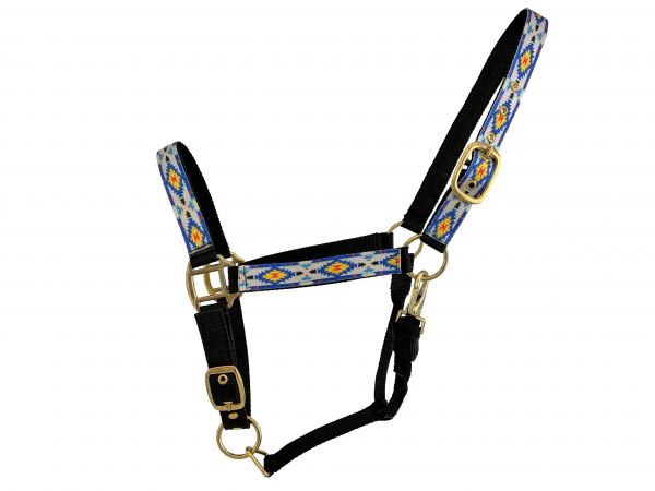 3ply Navajo Royal Blue Overlay Nylon Horse Sized Halter