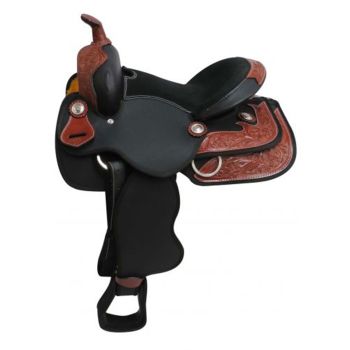 Synthetic Pony/Youth Saddle with Leather Trim - 13 Inch