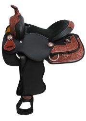 13" Synthetic pony/ youth saddle with leather trim accents