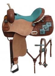 14", 15", 16" Double T Arctic Aztec print barrel style saddle set