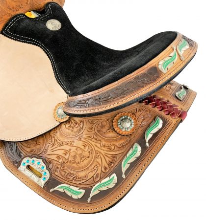 14", 15", 16" Circle S Barrel Style Saddle with Feather Concho Design #2