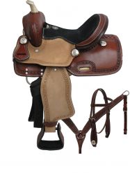 12" Double T pony saddle set with tooled border