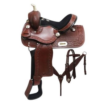 Double T Youth Zig-Zag Barrel Style Saddle Set - 12 Inch